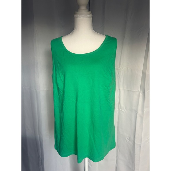 Lands' End Tops - Lands End Womens 1X Green Cotton Tank Top Plus Size 16W-18W. Minimalist.